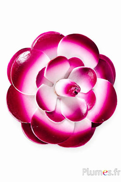 Leren bloem - Ø 8 cm - aubergine-wit